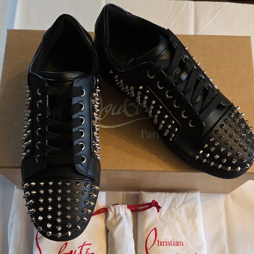 Christian Louboutin Black Sneakers with Silver Spikes - Picture 7 of 16